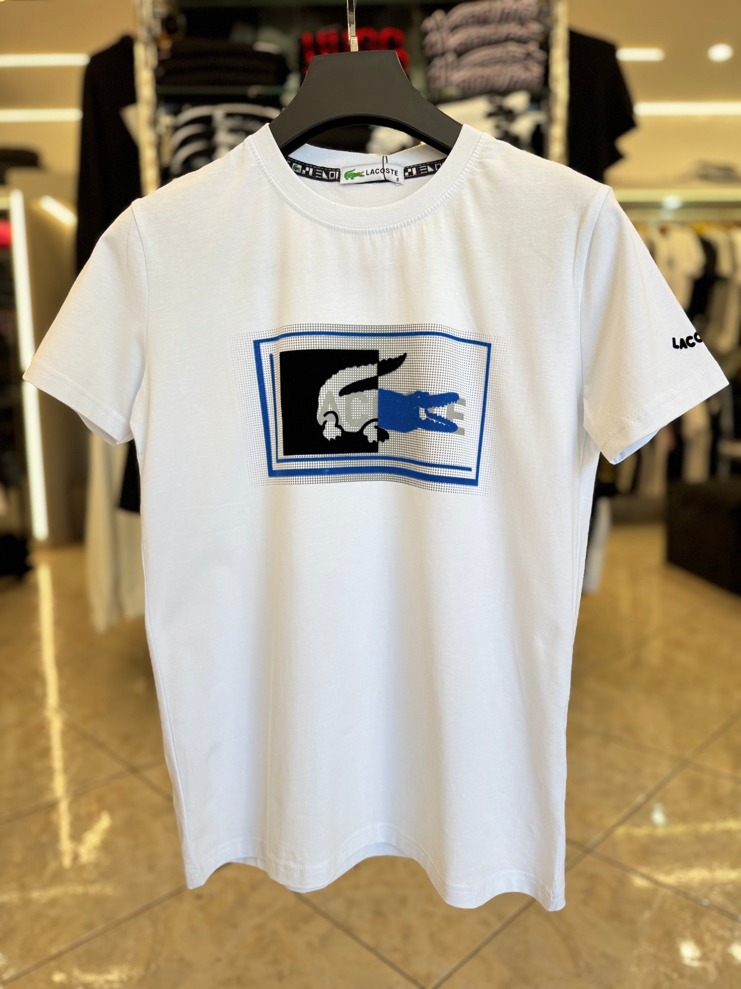 T-shirt Lacoste - Άσπρο/Μπλε