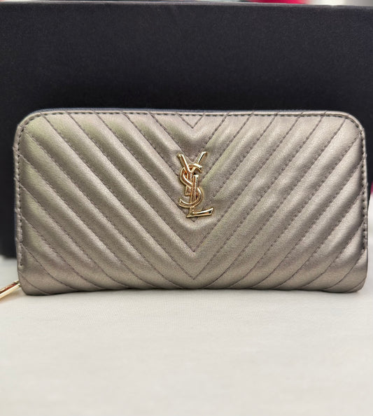 Πορτοφόλι YSL | Γκρι - Μεταλλικό